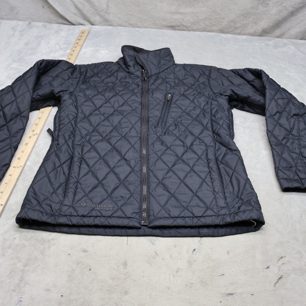 Columbia Vertex Jacket Womens Small Black Quilted Insulated Light Pack Full Zip